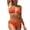 Orange, variant on Staron Women's Solid Color Backless Bikini Swimsuit Two-Piece Bandage High Cut Beachwear Set with Removable Padded Bras, Blue L