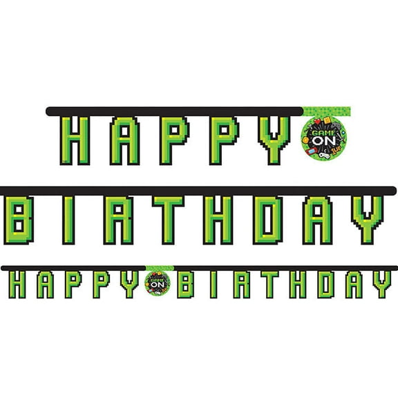 12 Count Bulk Pack Video Games Party Happy Birthday Banners