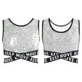 thumbnail image 5 of dPois Kids Girls Sparkle Sequin Hip Hop Dance Top Vest Crisscross Back Sleeveless Metallic Jazz Tank Silver 8, 5 of 6