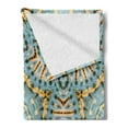 thumbnail image 2 of Boho Soft Flannel Fleece Throw Blanket, Boho Pattern with Odd Geometric Triangles Shapes Oriental Art Print, Cozy Plush for Indoor and Outdoor Use, 50" x 70", Blue Yellow, by Ambesonne, 2 of 5