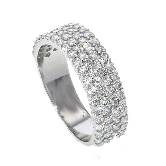 Diamond Wedding Band for Men 10K White Gold 2.20ctw Diamonds 4 Row 7mm Wide Band Ring