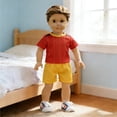 thumbnail image 5 of 18 Inch Doll Soccer Outfit, Striped Football Jersey & Shorts Casual Set, Sports Team Uniform for 18" Dolls Match Play Costume, 5 of 5