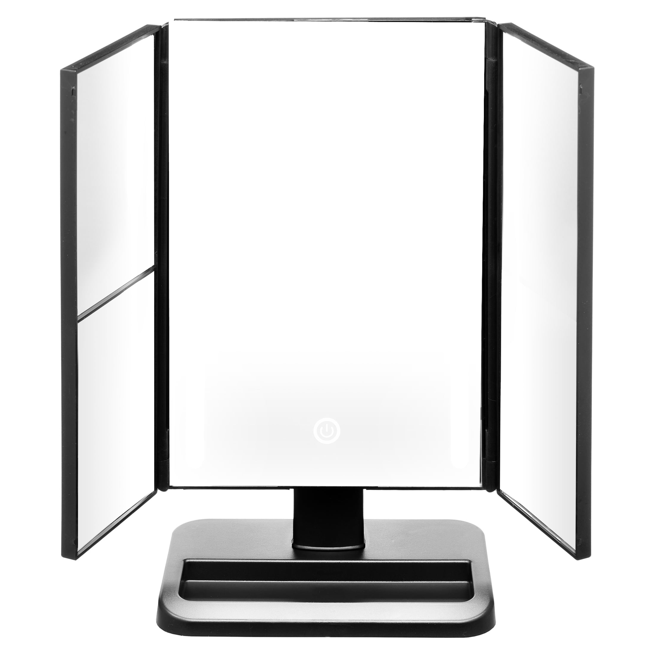 Love Ellie, Freestanding Trifold LED Makeup Mirror 3x Magnification, Black Finish