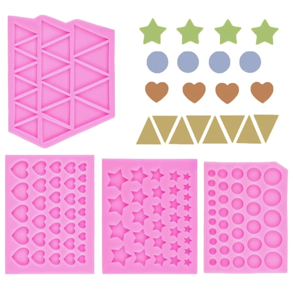 4 Pack Heart Star Shaped Silicone Molds, 3D Pearl Ball Chocolate Fondant Molds For Cake Cupcake Dessert DIY Making