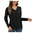thumbnail image 3 of Uvplove Women's Long Sleeve Cardigan V-Neck Oufits Knit Button Down Casual Sweater,Black,M-3XL, 3 of 9