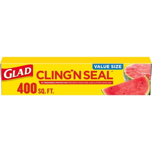 Glad Cling 'N Seal Plastic Food Wrap, 400 Square Foot Roll