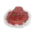 thumbnail image 2 of Sombrero de vaquero navideño Salvador para hombres y mujeres Rojo con ribete, 2 of 10