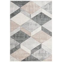 SAFAVIEH Phoenix Kaelea Geometric Area Rug, Light Grey/Beige Charcoal, 8' x 10'