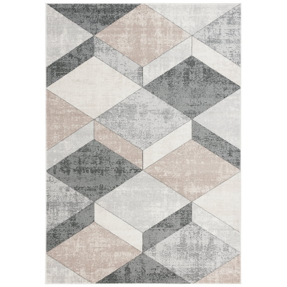 SAFAVIEH Phoenix Kaelea Geometric Area Rug, Light Grey/Beige Charcoal, 8' x 10'
