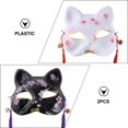 thumbnail image 4 of 2 x Máscaras de gato Kabuki para Halloween, máscara de zorro japonesa, máscara de mascarada para baile, maquillaje, accesorios para fiestas, regalos (blanco y negro), 4 of 4