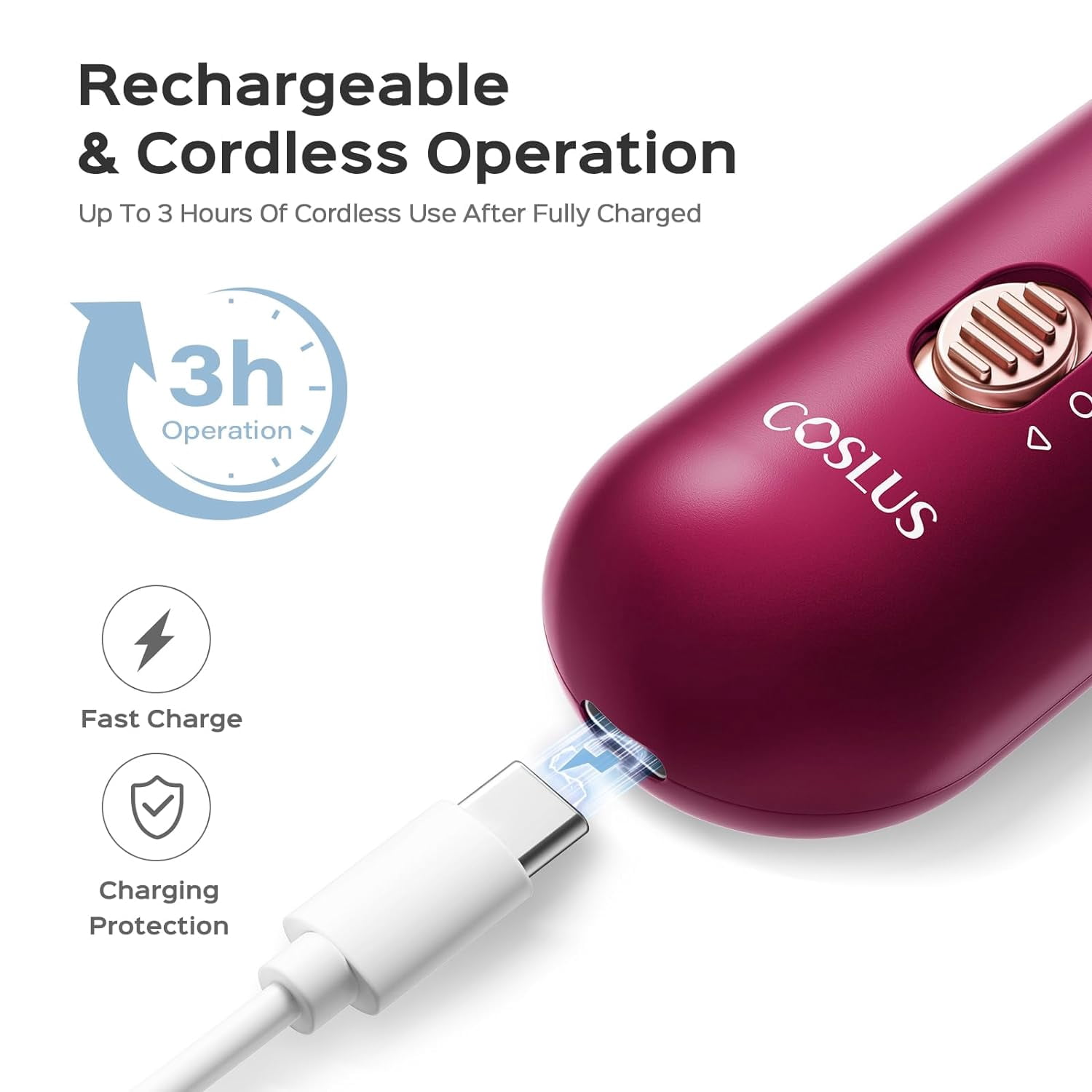 Professional Manicure Pedicure Kit: 5 Speed Cordless Nail Drill for Thick Nail Toenail Cuticle, Hand Feet Trimmer Buffer for Women Men Baby Pet (RED)