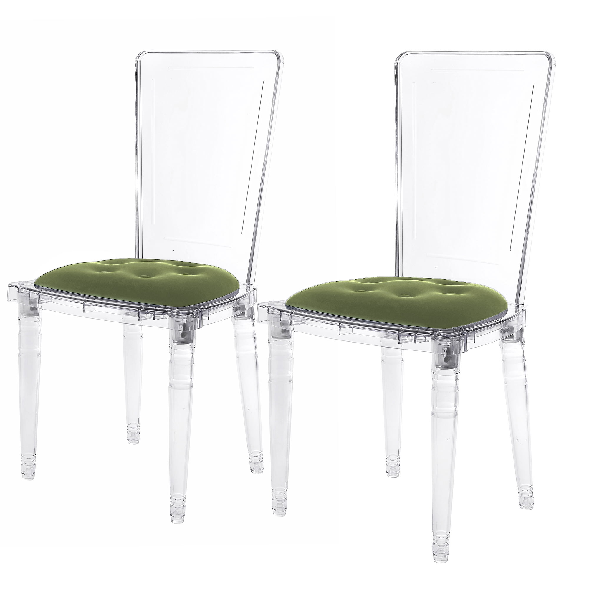 Hansel 20 in. Indoor Green Padded Seat Finish Acrylic Chairs