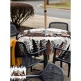 thumbnail image 5 of Outdoor Tablecloth with Umbrella Hole for Patio/Picnic/Party/Camping, Cabin Elk Forest Waterproof Table Cloth Square Cover Washable, Farmhouse Pine Tree Beige Vintage (60"x 60"), 5 of 9