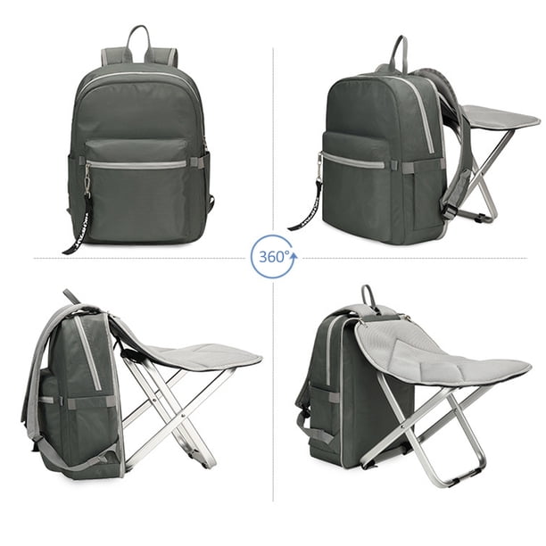 Tabouret Pliable Transformable En Sac à Dos – Siège Compact 120 Kg, Bretelles Réglables, 2 Poches (filet + étanche), Oxford 600D, Pour Camping, Pêche, Randonnée (kaki)