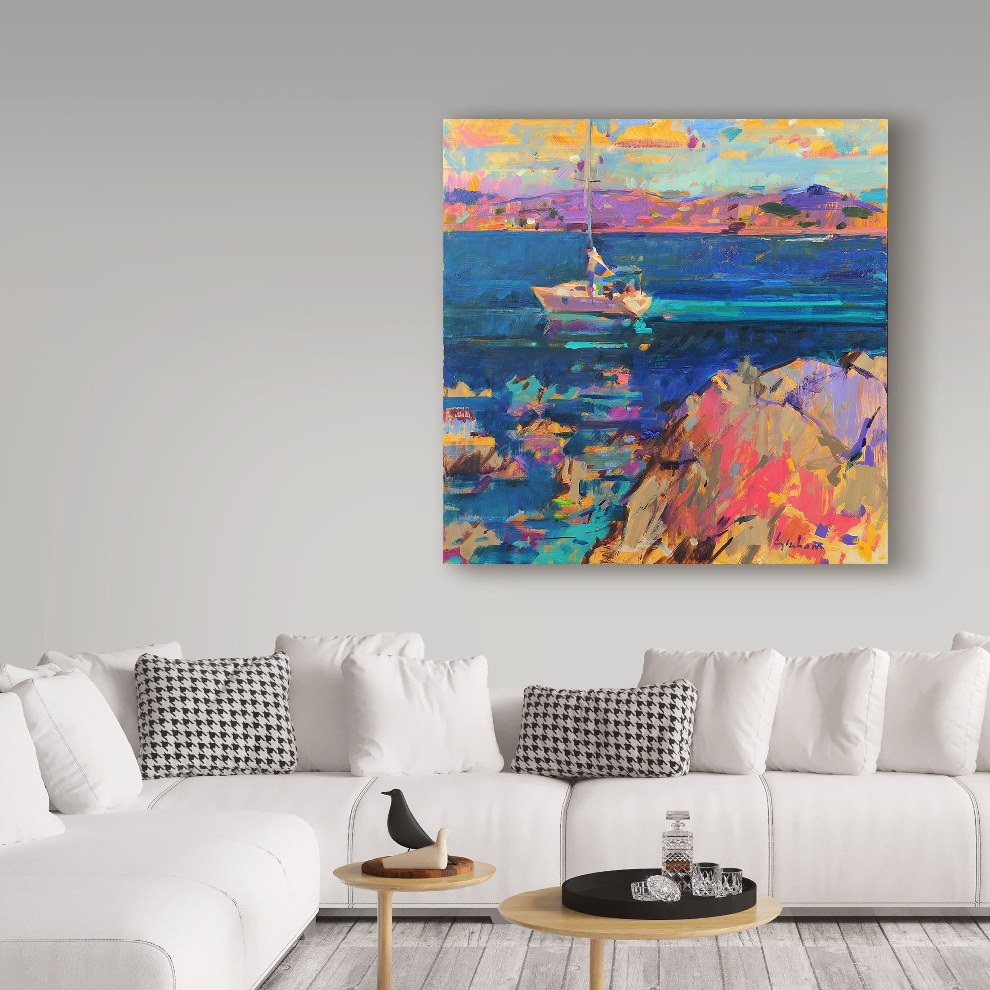 Trademark Fine Art 'At Anchor, St Tropez Coast' Canvas Art by Peter Graham