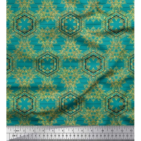 Soimoi Green Viscose Chiffon Fabric Buds & Tiny Leaves Print Sewing Fabric Yard 42 Inch Wide