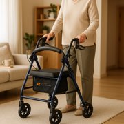 Rhythm Healthcare Royal Aluminum Rollator - 4 Wheel Walker with Seat - Slate Gray