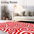 thumbnail image 2 of ODIKA 4'x6' Machine Washable Non-Slip Area Rug, Peppermint Whirl Festive Spiral Holiday Swirl Motif High Traffic Rug with Pad, Red, 736799, 2 of 8
