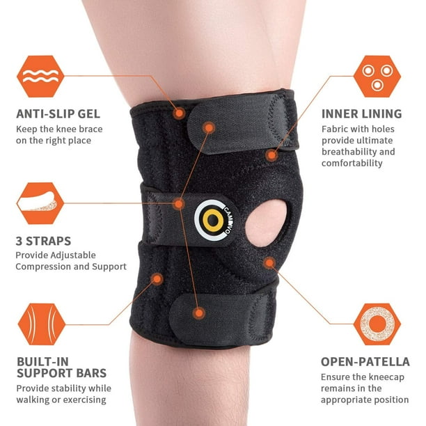 Knee Brace Support, Open Patella Knee Braces for Women & Men, Knee Support  for Walking, Running, Workout, Hiking, Knee Stabilizer for Knee Pain