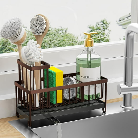 Soporte de esponja Cisily Brown para fregadero de cocina de acero inoxidable