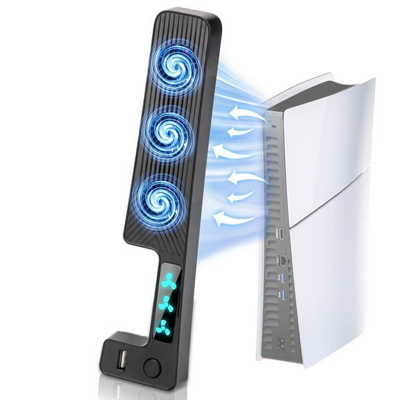 EEEkit Cooling Fan Fit for PS5 Slim Disc/Digital, Silent Efficient Cooling System with 3-level Fan Speed, USB 2.0 Port