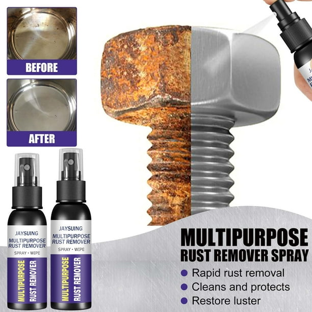 Spray para eliminar óxido metálico - 50ml para coches, llantas, grifos y acero inoxidable • Disolvente fuerte de óxido y lubricante • Recubrimiento protector brillante de hojas