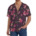 thumbnail image 7 of Lsque Rose Mix Leopard 2 print Men's Cuban Collar Short Sleeve Shirt Summer Beachwear Casual Button Down Fashionable Vacation Leisure Shirt-Small, 7 of 7