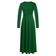 thumbnail image 5 of Fesfesfes Women Round Neck Dress Long Sleeve Solid Ladies Slim Long Dress Tops on, 5 of 5