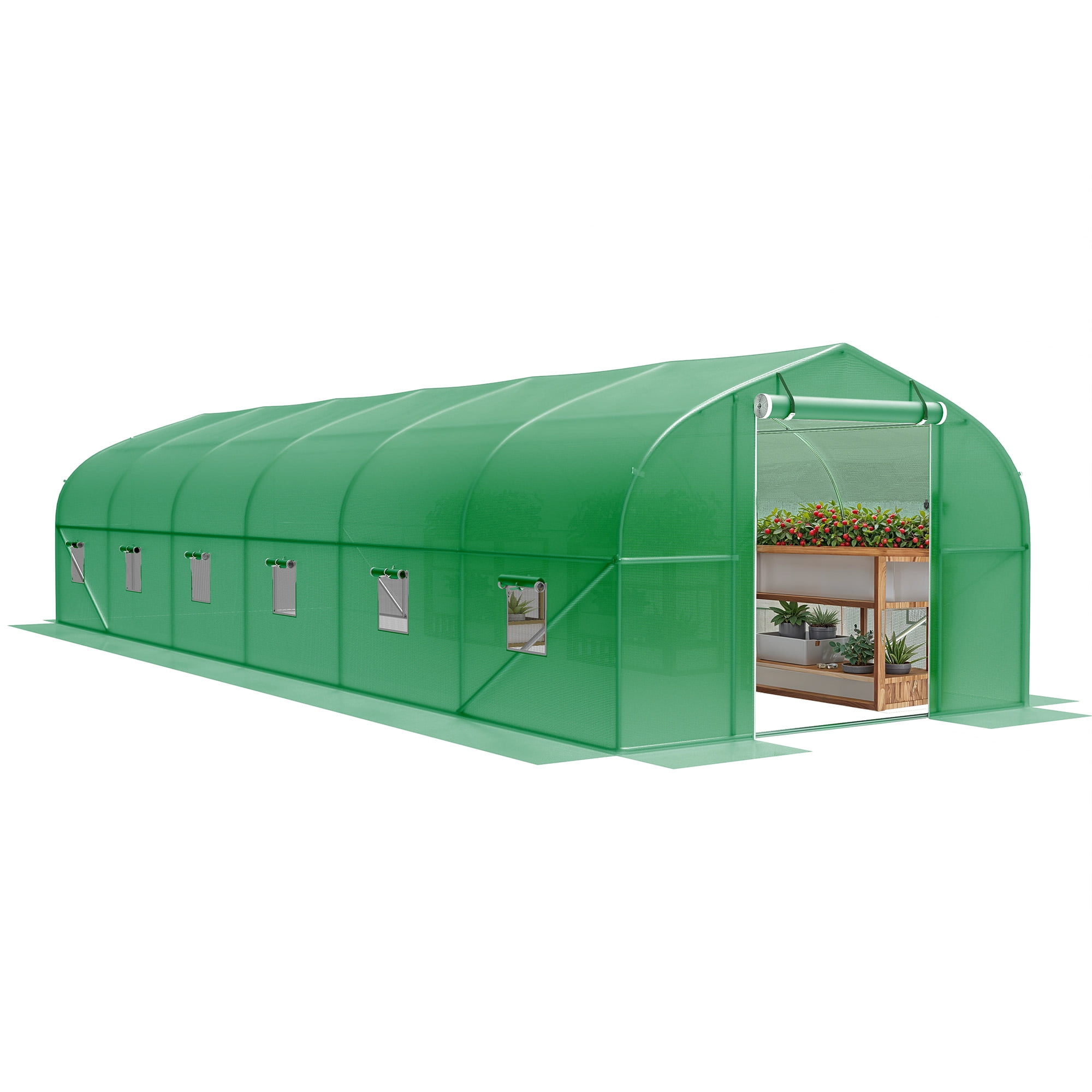 Dextrus Metal Greenhouse 30x10x7 ft, Walk-In Heavy Duty Green House for Gardening