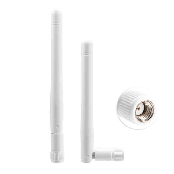 Eightwood External WiFi Antenna RP-SMA Dual Band 2.4GHz 5GHz 5.8GHz 3dBi Mimo RP-SMA Male White (2-Pack) for WiFi Router Security IP Camera Access Point USB Wifi Adapter