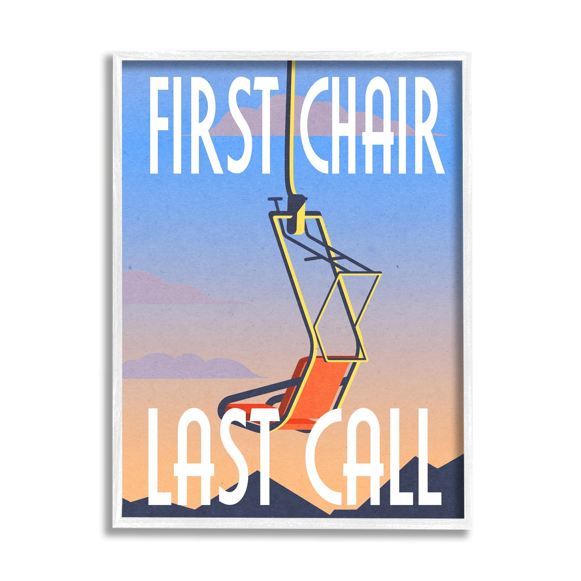 Stupell Industries First Chair Last Call Winter Ski Sport Phrase, 24 x 30, Design by Daphne Polselli