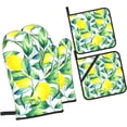 thumbnail image 6 of Yellow Lemon Oven Mitts and Pot Holders Set Watercolor Lemon with Green Leaves Pattern Kitchen Gloves Heat Resistant Hot Pads for Microwave BBQ Cooking Baking Grilling (4pcs), 6 of 6