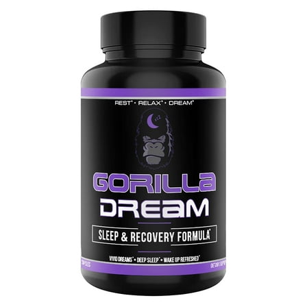 Gorilla Mind Dream Sleep and Recovery Formula, GABA, Melatonin, Magnesium, Ashwagandha, and More, 120 Capsules