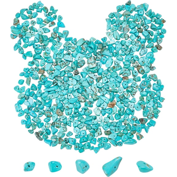 1 Box 400Pcs Natural Chip Stone Beads Turquoise Chip Beads Stones Gemstone Beads with Holes for DIY Craft Earring Bracelets Making Supplies 5~8mm Colorful