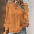 thumbnail image 2 of Oversized Tshirts for Women Lace Patchwork V-Neck Long Sleeve Blouse - Loose Casual Fit Comfortable Polyester Material Tshirts Shirts for Women Comfort Colors Tshirt, 2 of 4