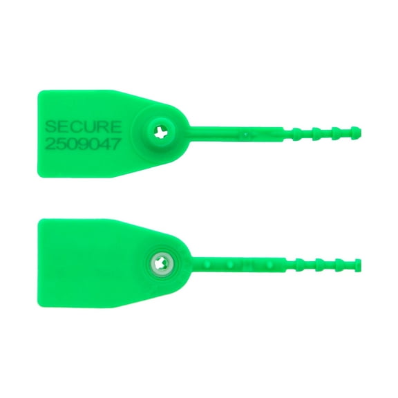 Secure Cable Ties 11 1/2 Inch Standard Green Pull Tight Plastic Seal - 100 Pack