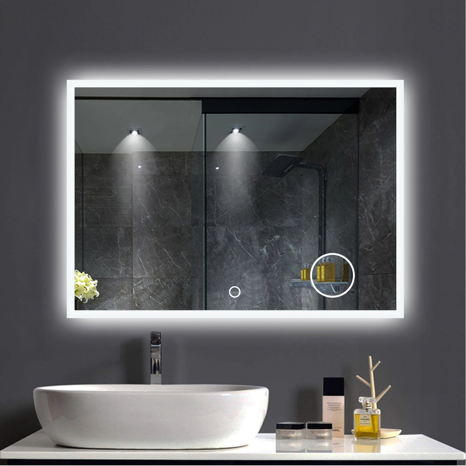 35 X 28 Anti Fog Wall Mounted Led Mirrors Horizontalvertical Lighted Bathroom Mirror With 