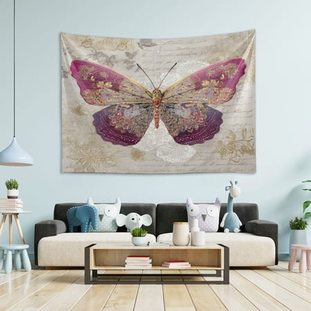 Wobogo Dreamy Butterfly Tapestry 60×51in Home Living Room Bedroom Wall Hanging Ornaments