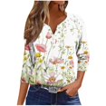 thumbnail image 2 of Fiudx Ofertas Flash Artículos En Oferta Blusa de Manga 3/4 Corta Estampada a La Moda para Mujer, Blusa Informal con Cuello Redondo, 2 of 5
