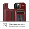 thumbnail image 6 of ELEHOLD for iPhone 15 Pro Max Wallet Case , Ultra Slim Luxury Premium Leather Card Holder Kickstand Shockproof Magnetic Clasp Protective Case for iPhone 15 Pro Max,Brown, 6 of 9