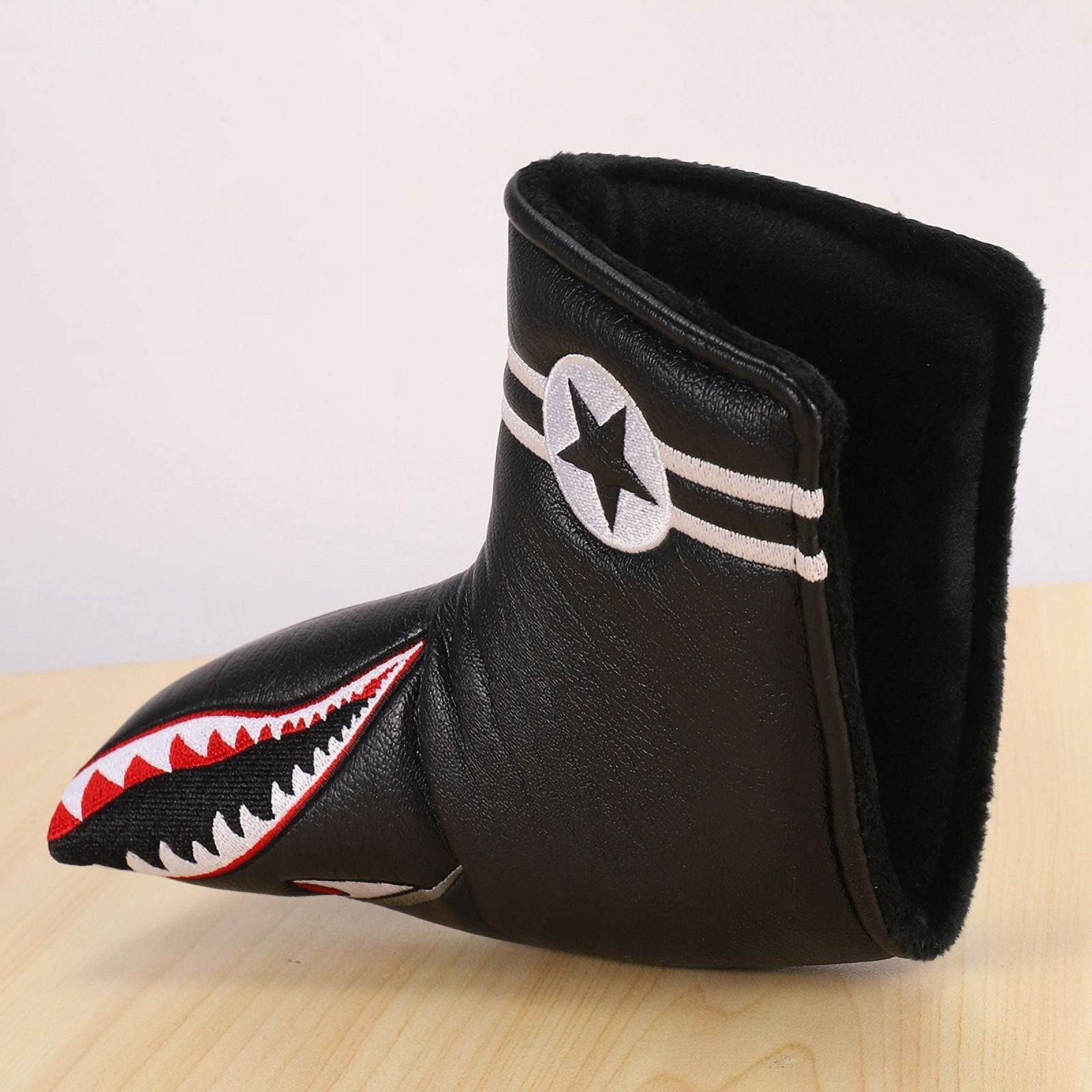 2Pc Black PU Leather with Embroidery Magnet Golf Blade Putter Cover Golf Club Putter Headcover,2 x Golf Putter Headcover,Black