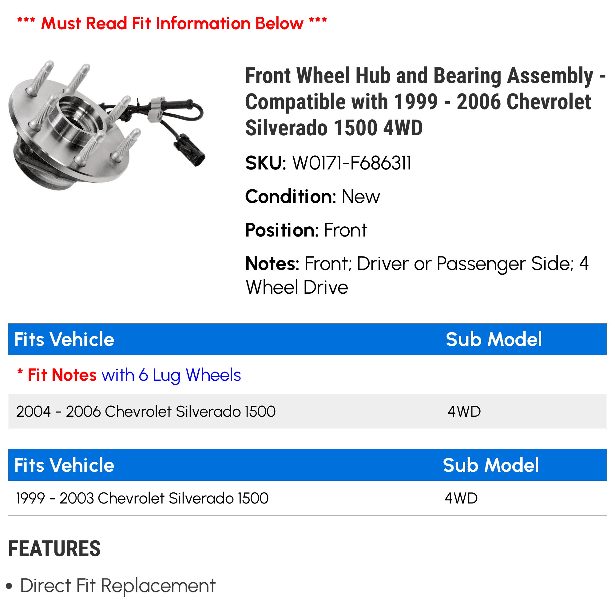 2002 chevy silverado 4x4 front wheel hub bearing store replacement