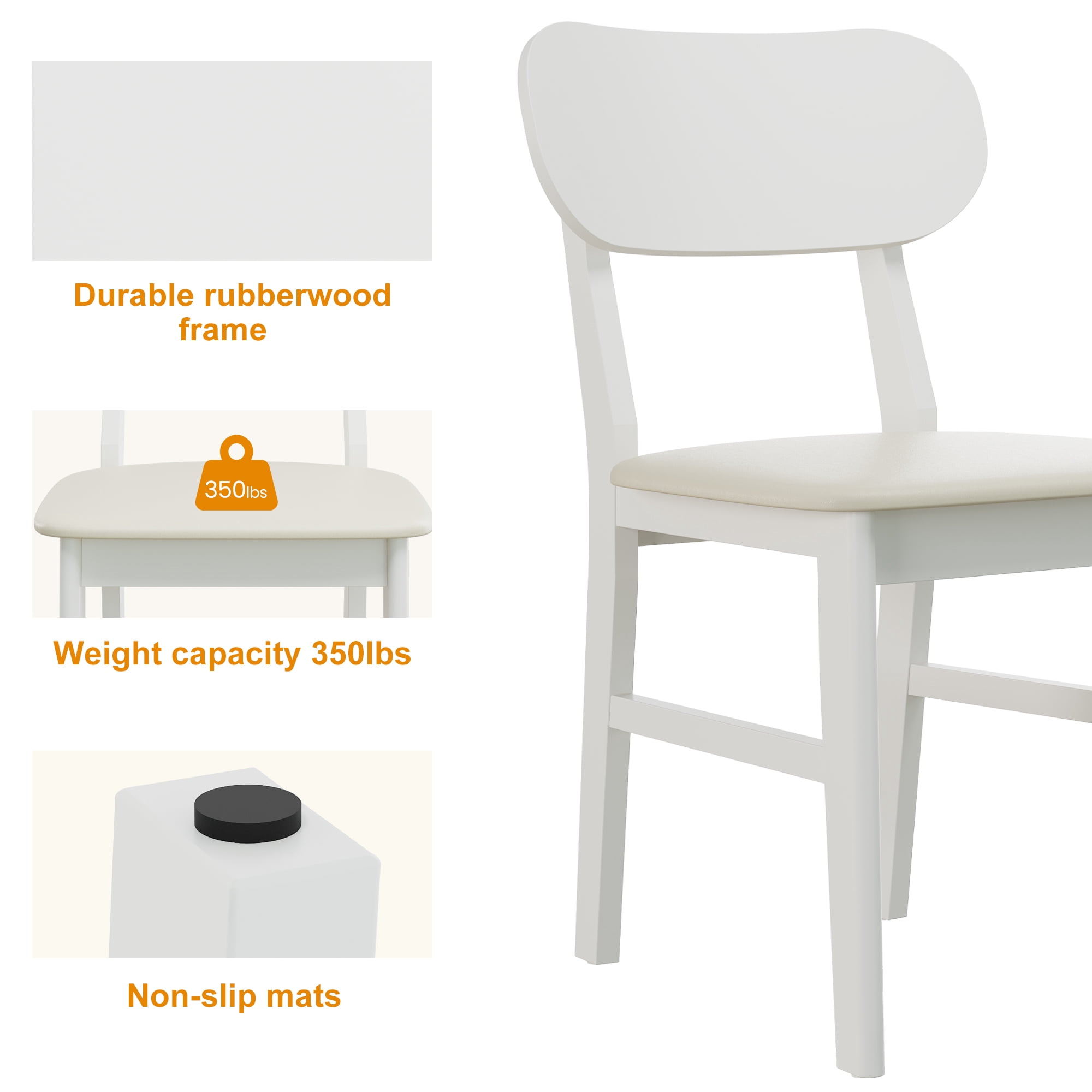 Farmhouse Dining Chairs Set of 2, Modern Faux Leather Upholstered Kitchen&Dining Room Chairs, Side Seating for Kitchen, Dining Room, Living Room, Home Office, Terrace, Courtyard