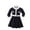 Black, variant on Odeerbi Toddler Girls Long Sleeve Sweater Dress Fall Winter Knitted Cotton Dress Fashion Sweet New Solid Color Pleated Round Neck Long Dress Toddler Clothes Black