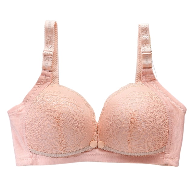 Womans Solid Color Ring Breast Feeding Comfortable Hollow Out Perspective Bra Underwear