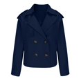 thumbnail image 6 of Wutalume Women's Fashionable Casual Pocket Short Double Breasted Windbreaker Jacket, Lightweight and Stylish, Ideal for Spring and Fall, Casual and Outdoor Activities,Navy L, 6 of 7
