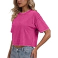 thumbnail image 3 of Sundazz Cropped T shirts for Women Oversized Vintage Cotton Tee Short Sleeve Summer Tops Casual Shirts, 3 of 8