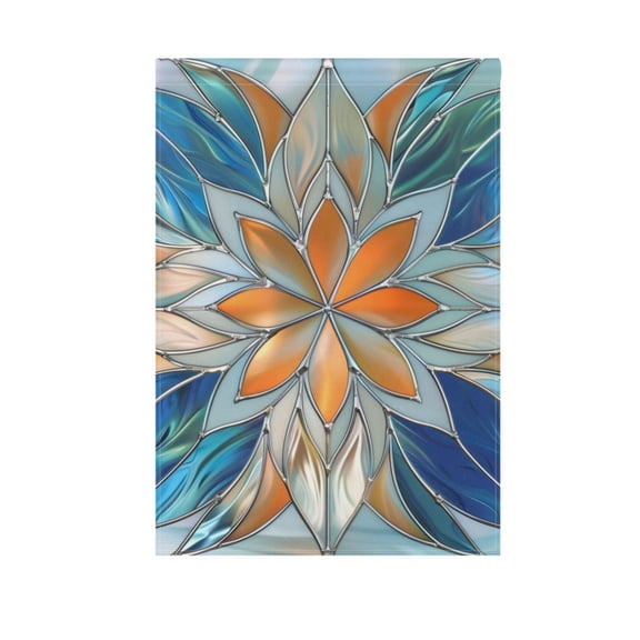 Orange Blue Floral Stained Glass Garden Flag 12X18 Double Sided Yard Flags for Outside Outdoor All Seasonal Decoration