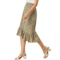 thumbnail image 4 of Unique Bargains Women's Floral Elastic Waist Ruffle High Low Hem Skirts, 4 of 6