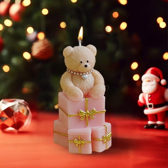 Taicans Adorable Bear Soy Christmas Candle with Gift Box,3.77in Tall,Cute Animal Decor,Perfect for Valentine's Day/Birthday Gifts,Home Decor,Eco - Friendly,Long Lasting Scent,Gift Box Included